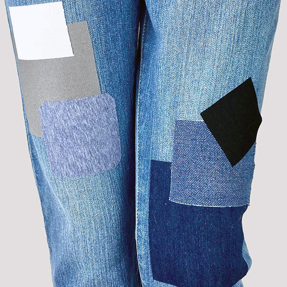 Gray Ribbed Denim 8x6 Fashion Patch & Repair Kit (Stretch)